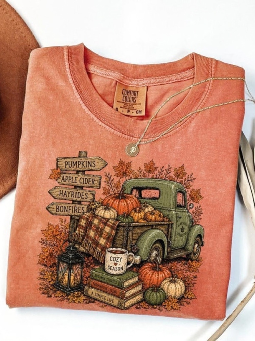 Comfort Colors Vintage Fall Pumpkin Truck Tee Cozy Autumn Vibe